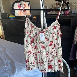 Old Navy Cream and Red Floral Camisole